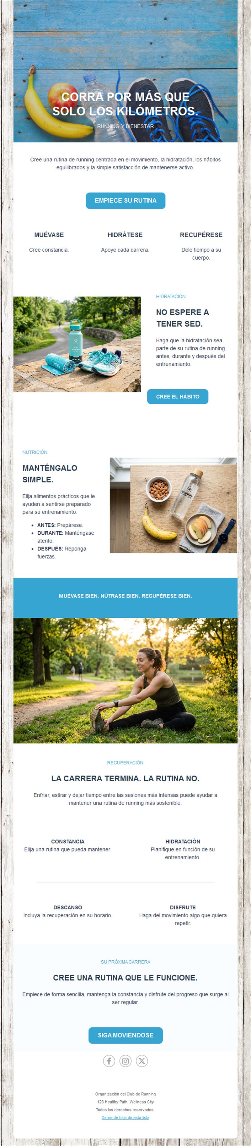 Newsletter de consejos de running y bienestar