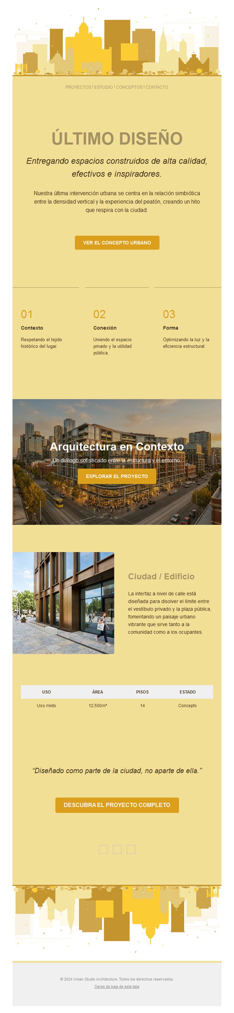Newsletter de proyecto de arquitectura urbana