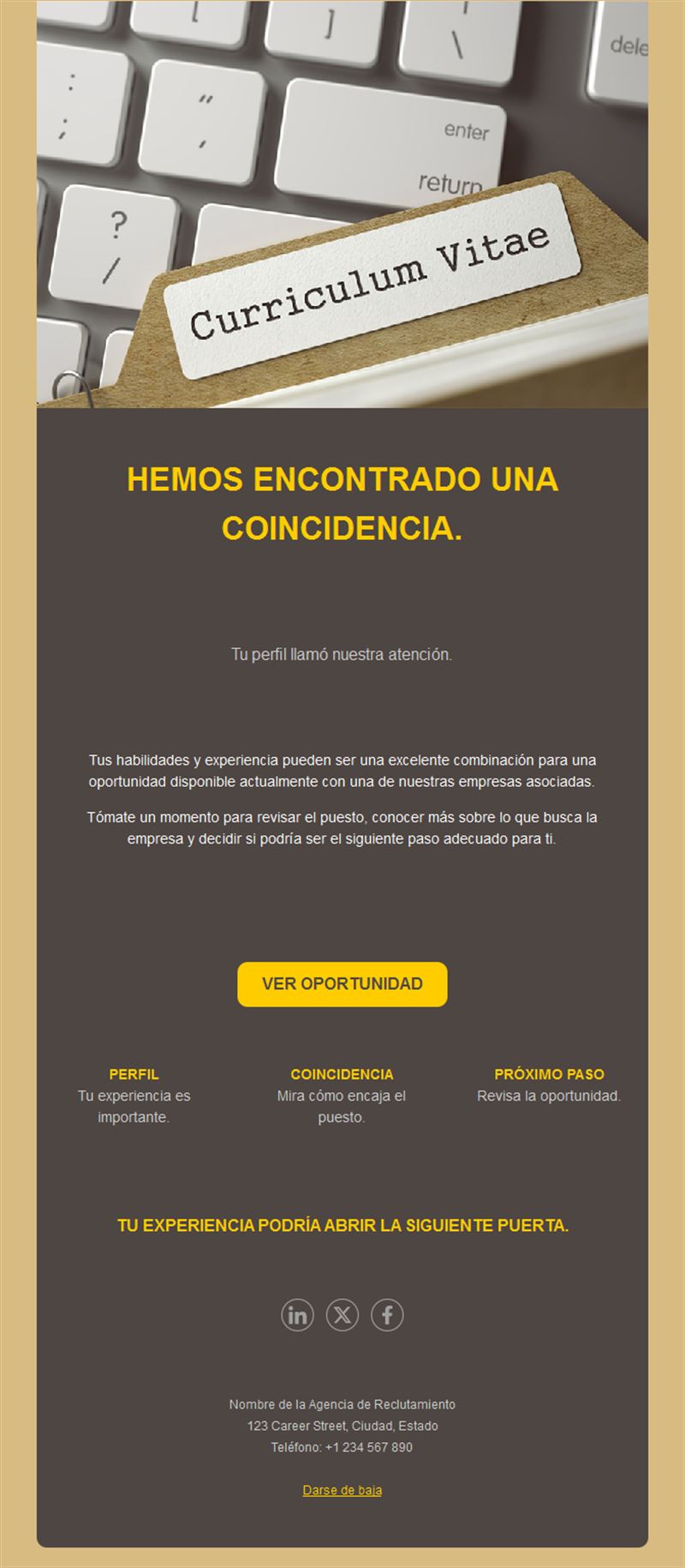 Email de reclutamiento con CV compatible