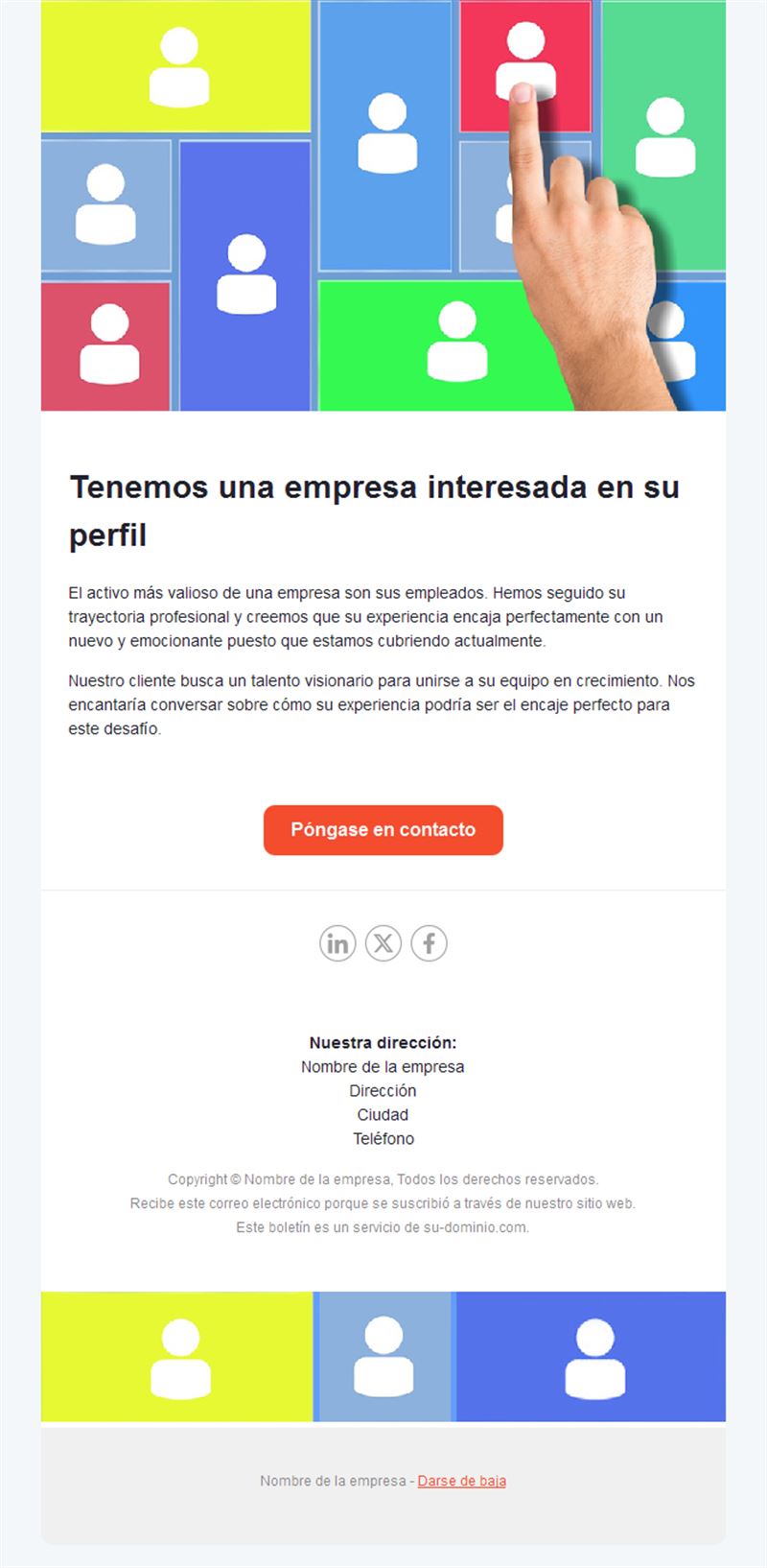 Email colorido de agencia de selección