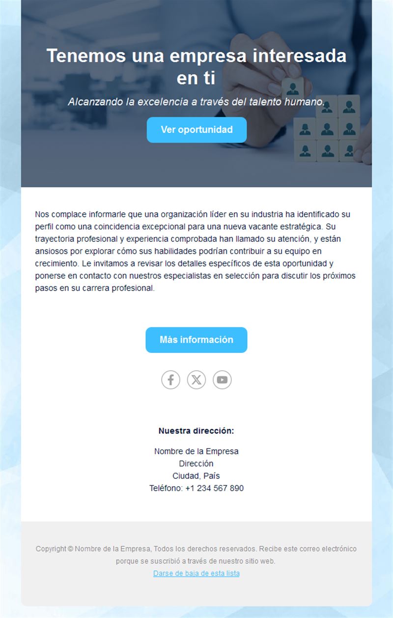 Email de reclutador con oferta de empleo