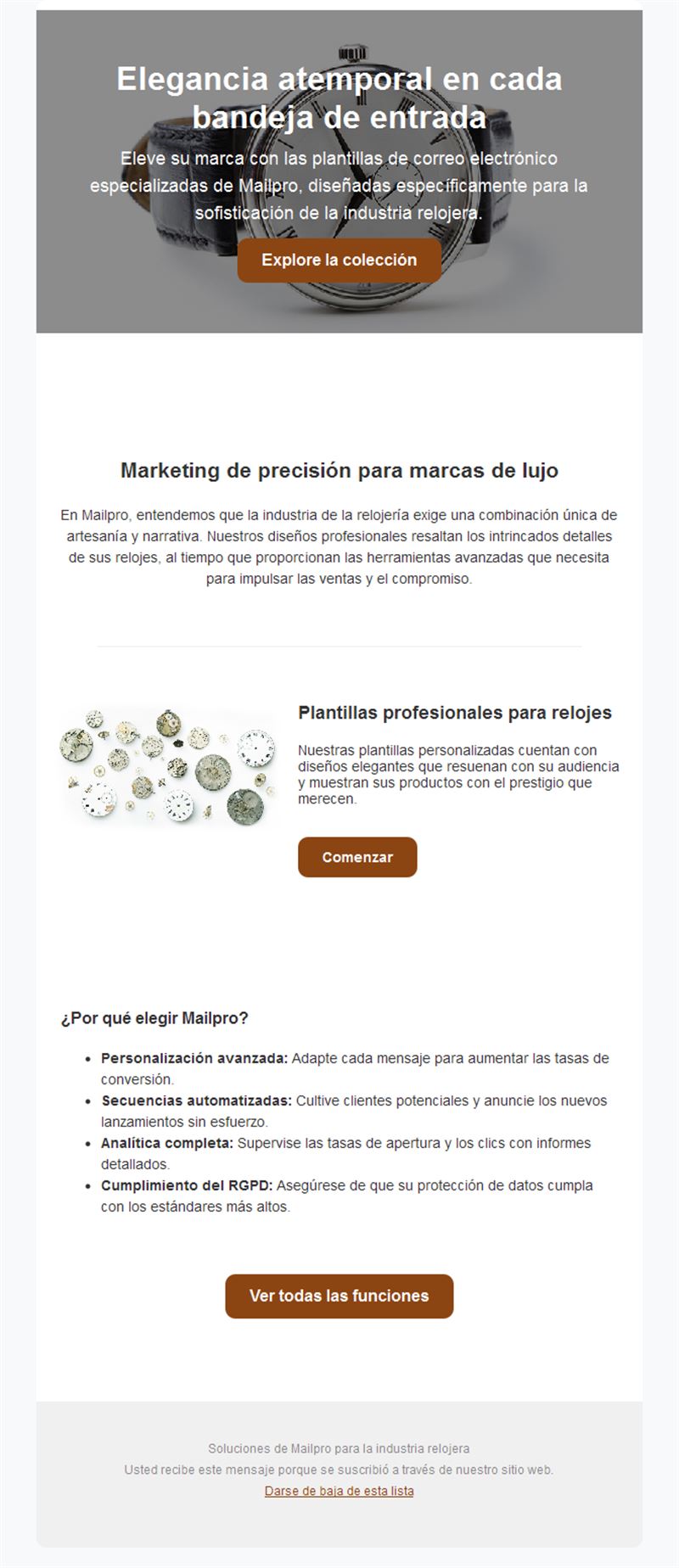 Email de marketing para marcas de relojes