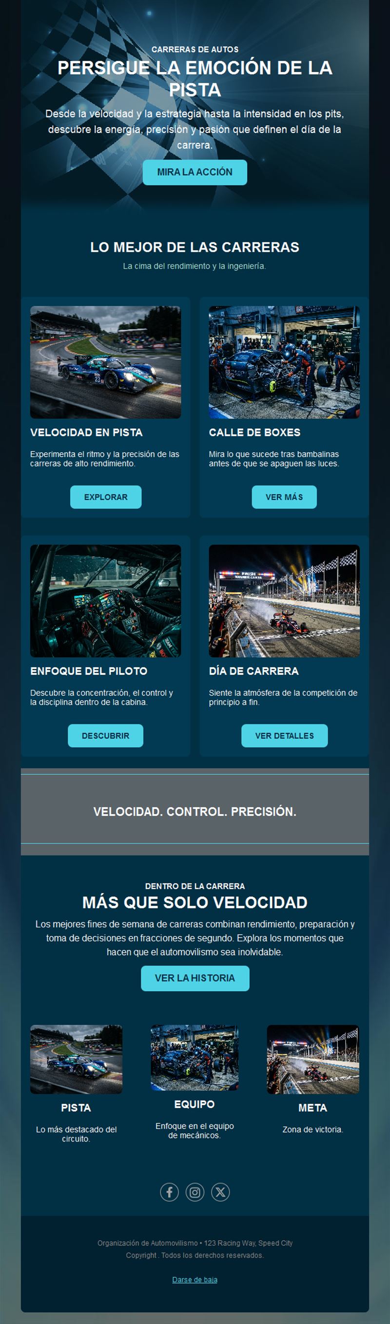 Newsletter de momentos de carrera de resistencia