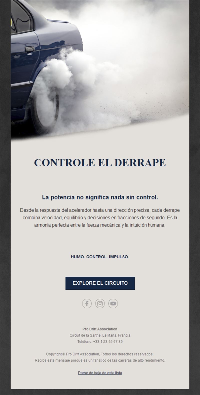 Email de evento de drift