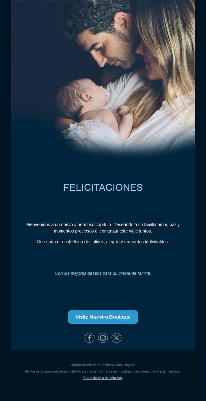 Email azul marino de boutique infantil
