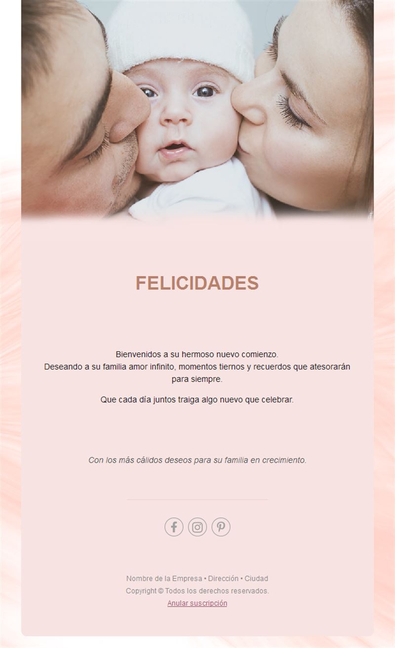 Email melocotón de felicitación por el bebé