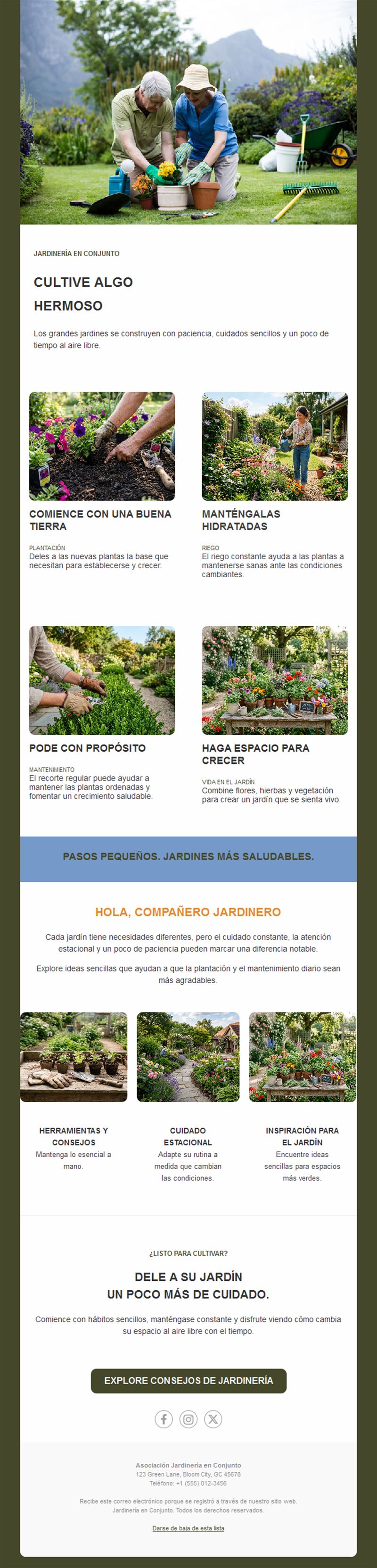 Newsletter de jardinería comunitaria