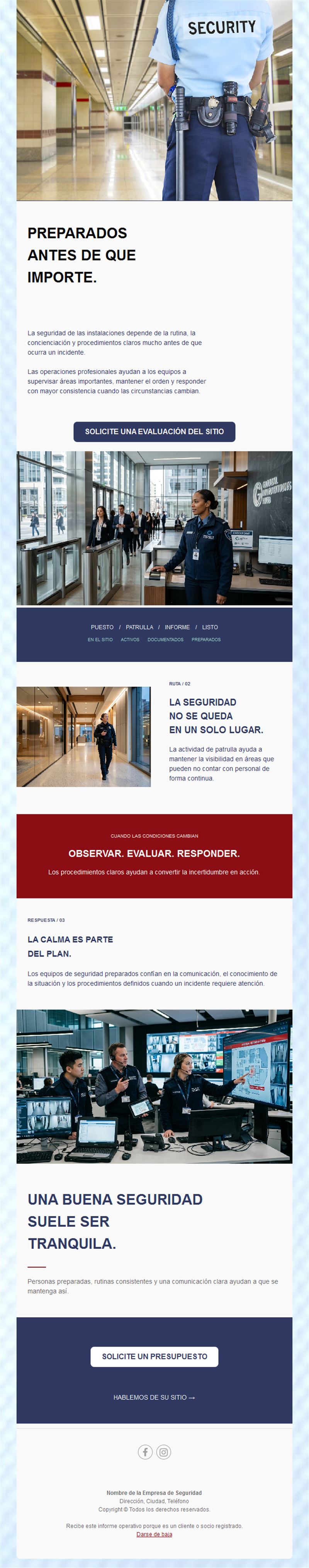 Newsletter de servicios de vigilantes