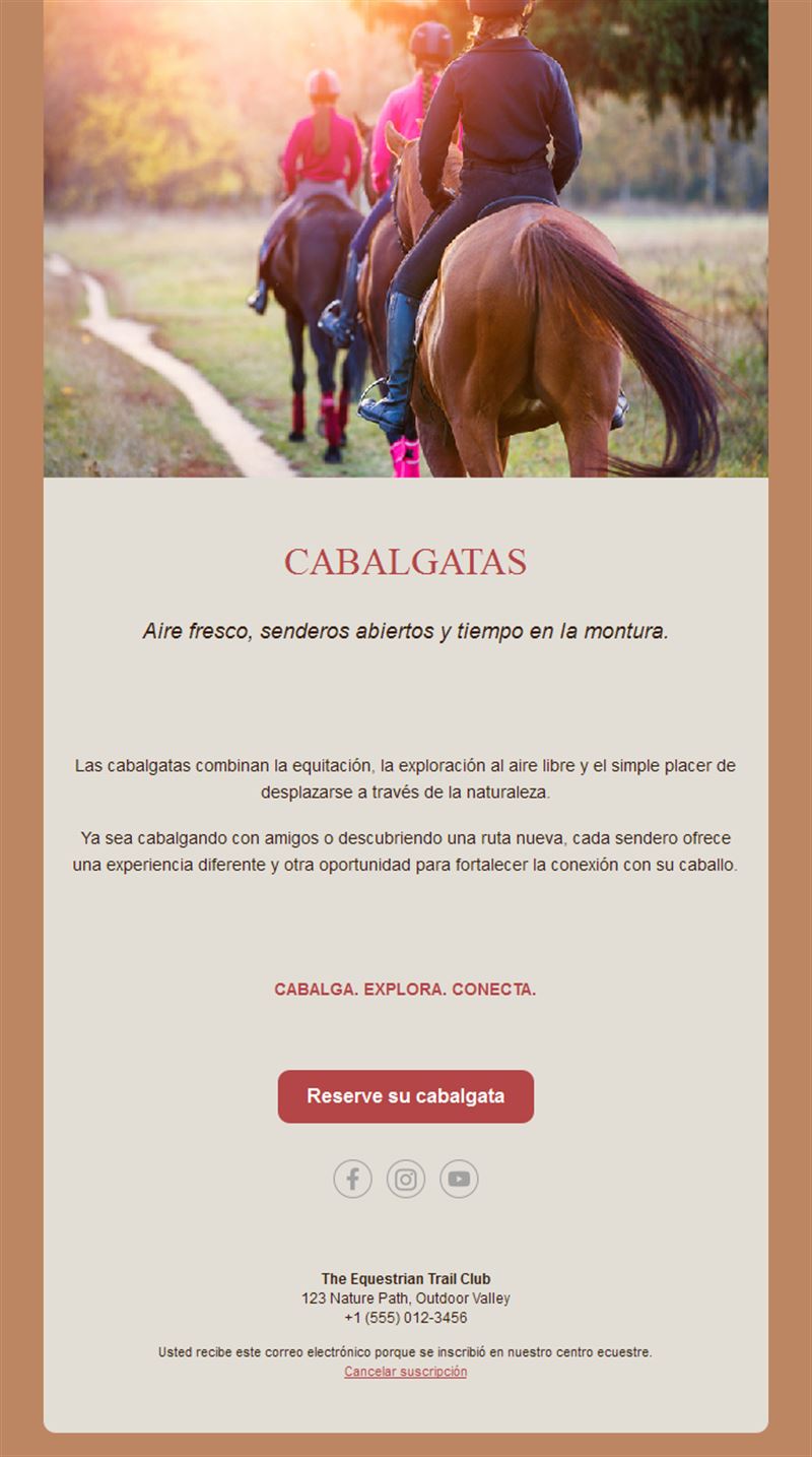 Email de rutas a caballo