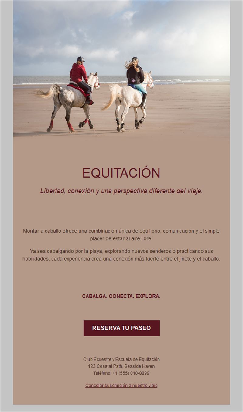 Email de paseo a caballo por la playa