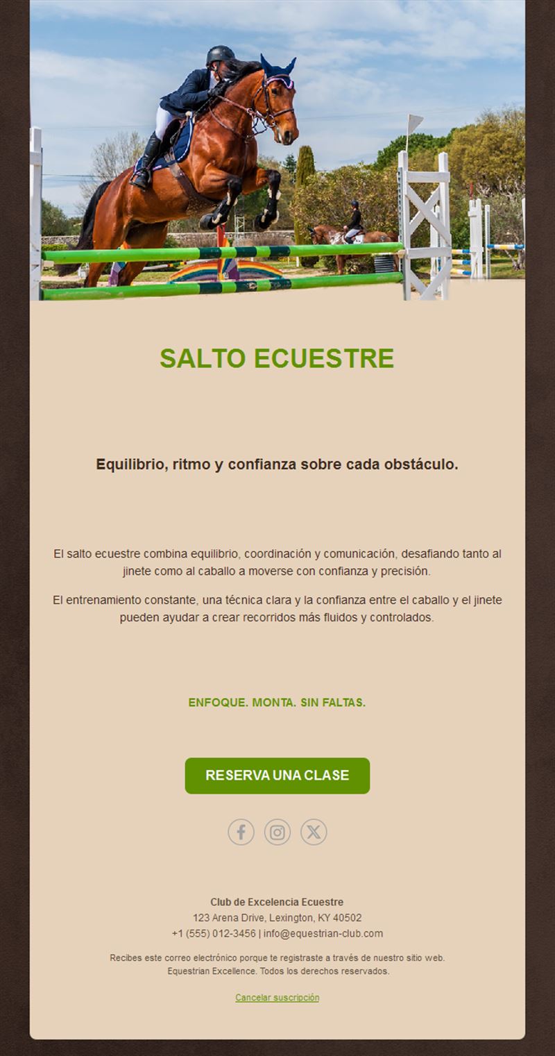 Email de clases de salto ecuestre