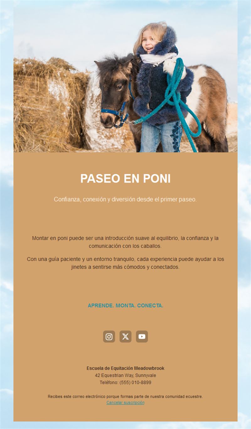 Email de clases de poni para niños