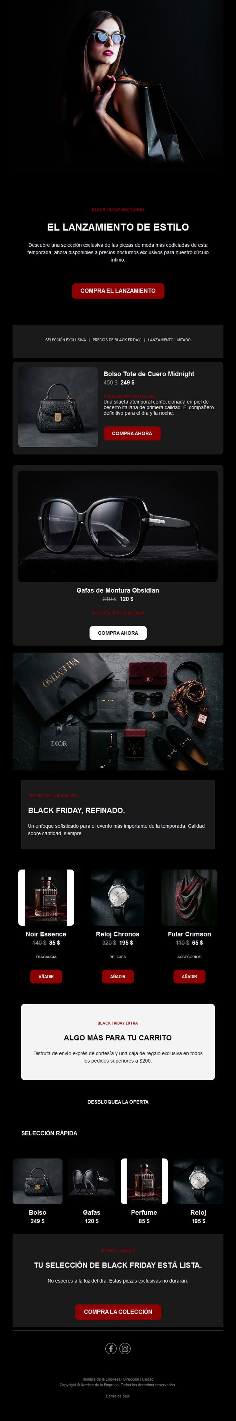 Email de lanzamiento de moda Black Friday