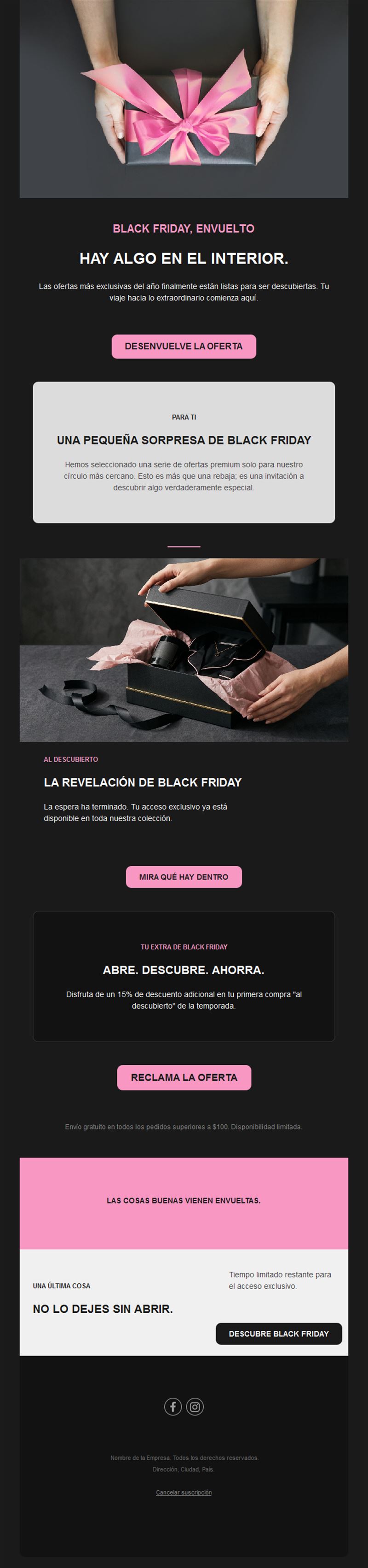 Email de oferta sorpresa Black Friday