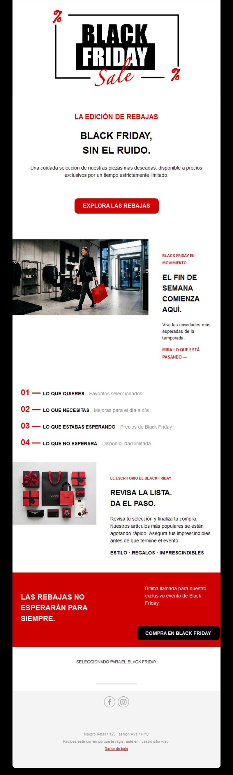 Email editorial de rebajas Black Friday