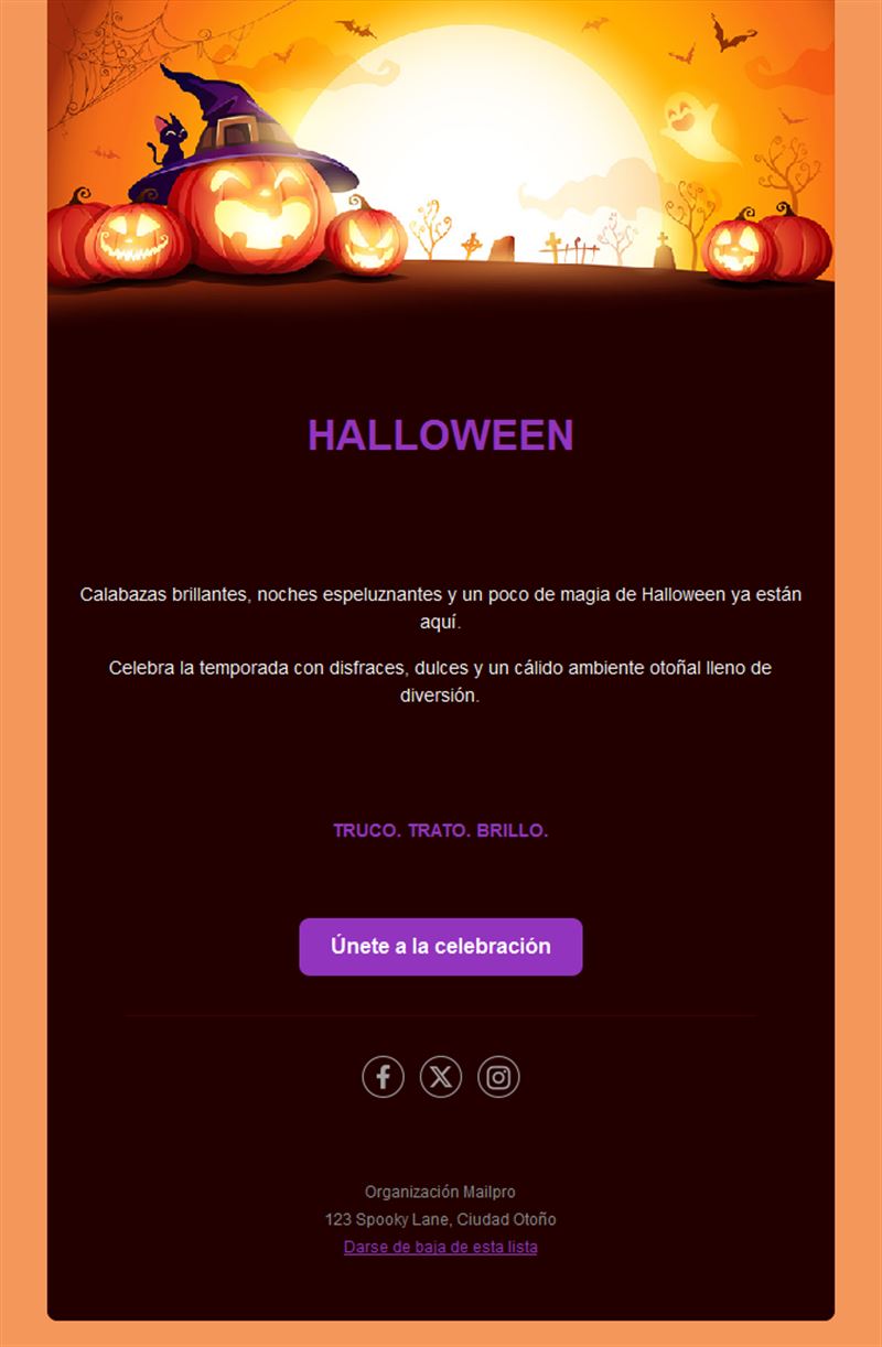 Plantilla de email de Halloween con calabazas