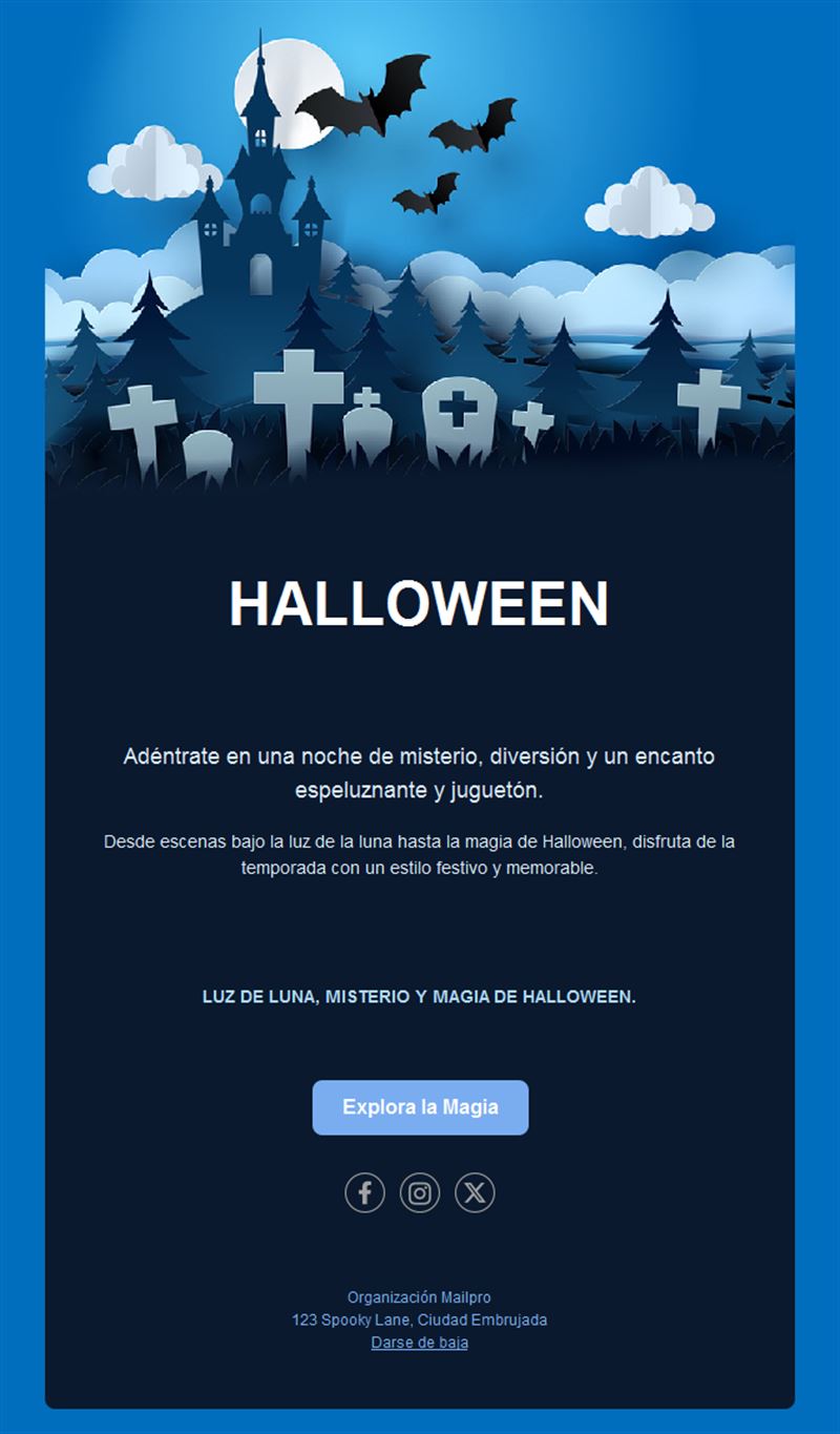 Newsletter de Halloween con castillo encantado
