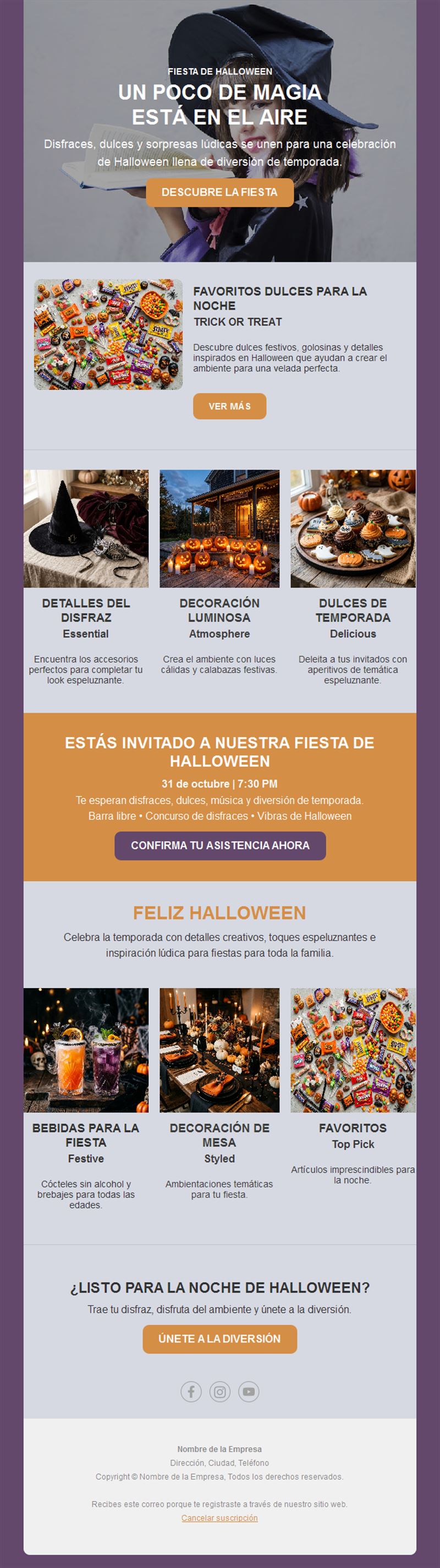 Invitación a fiesta de Halloween con confirmación