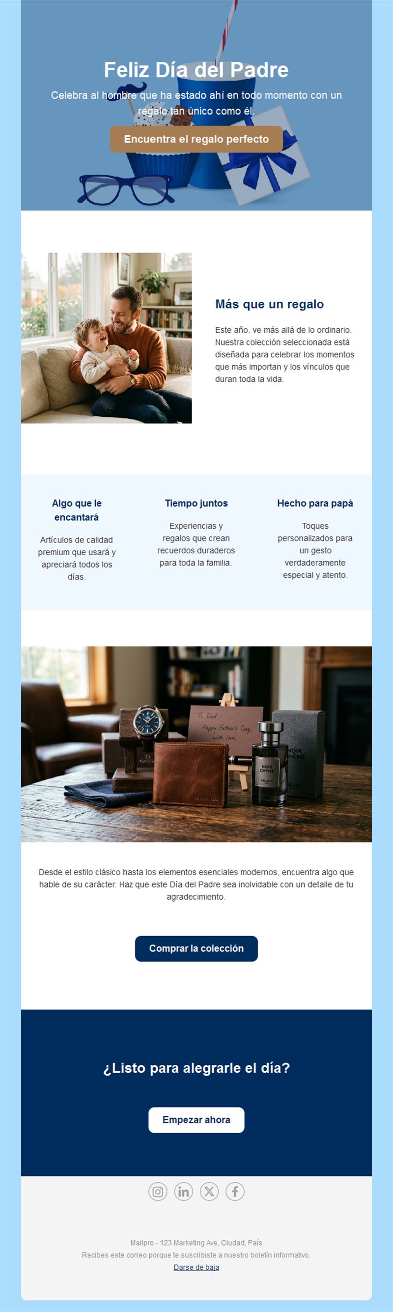 Email de colección de regalos del Día del Padre