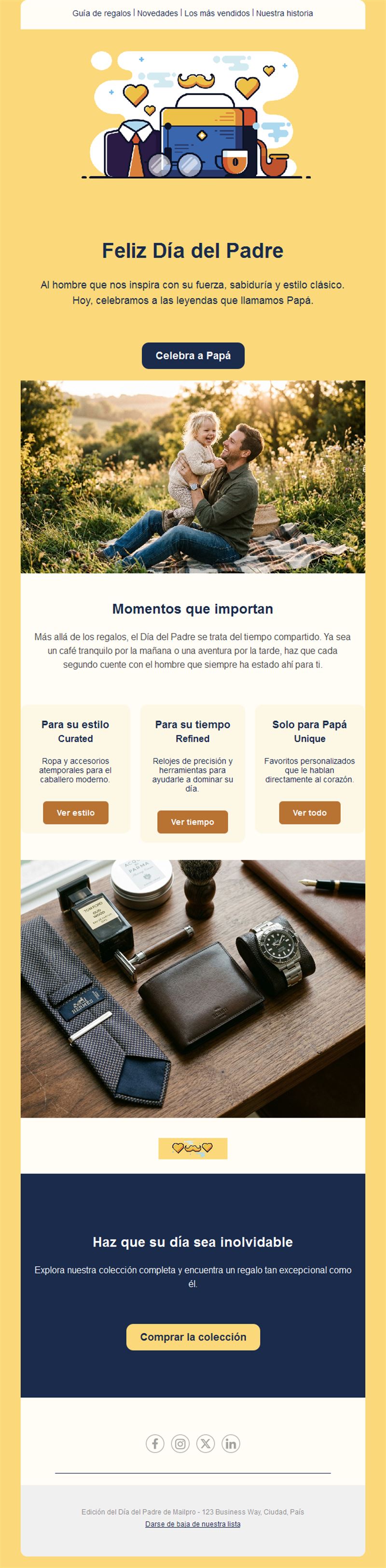 Guía de regalos del Día del Padre en amarillo