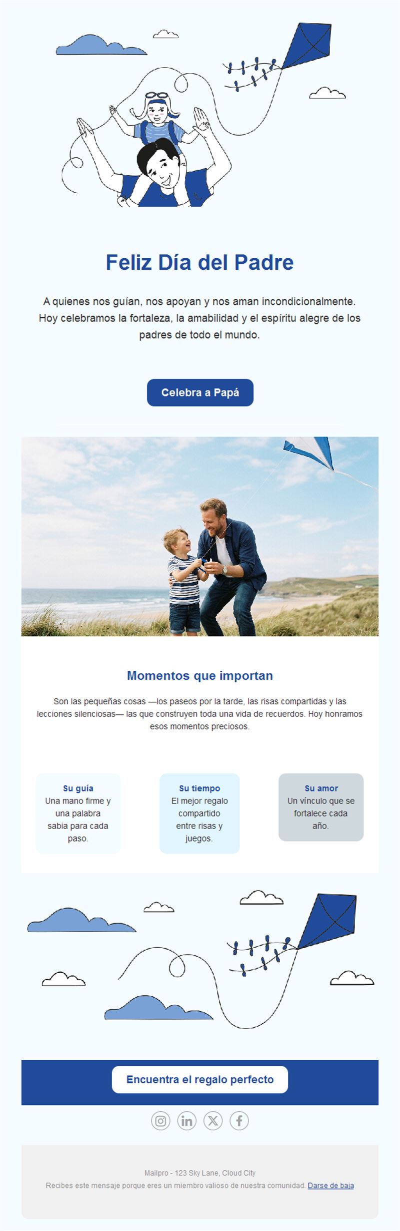 Felicitación del Día del Padre con cometa
