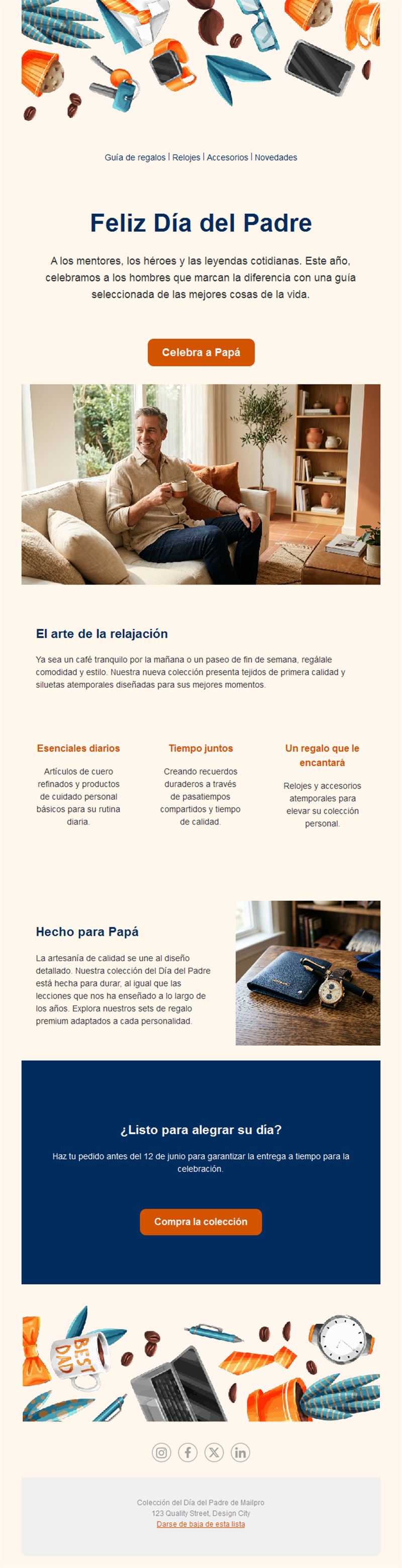 Email de regalos del Día del Padre para tiendas