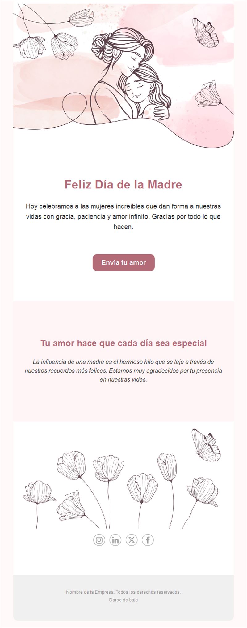 Email del Día de la Madre con dibujo lineal