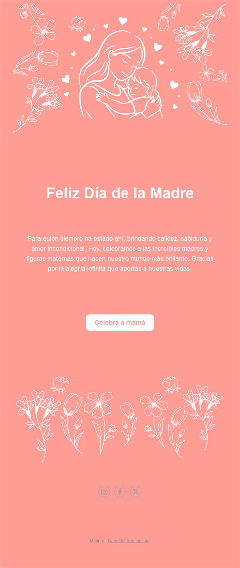 Email tarjeta coral del Día de la Madre