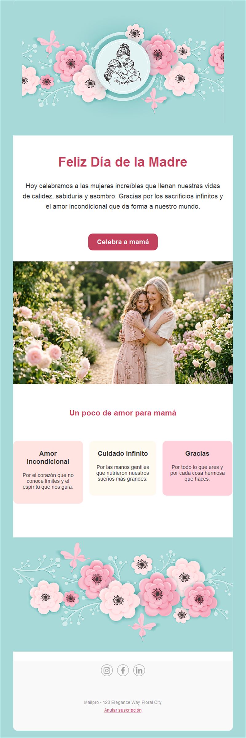 Email turquesa del Día de la Madre