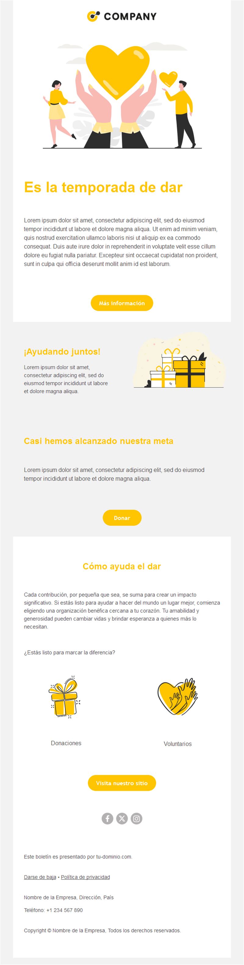 Email de campaña de donaciones para ONG