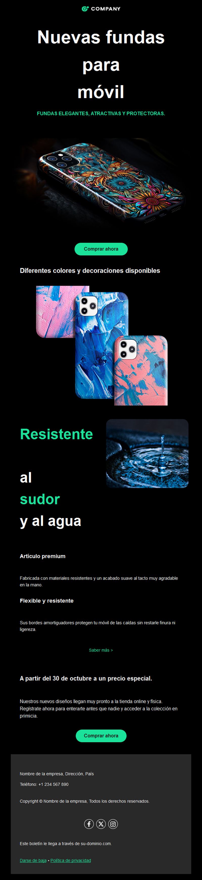 Email de producto destacado: fundas de móvil