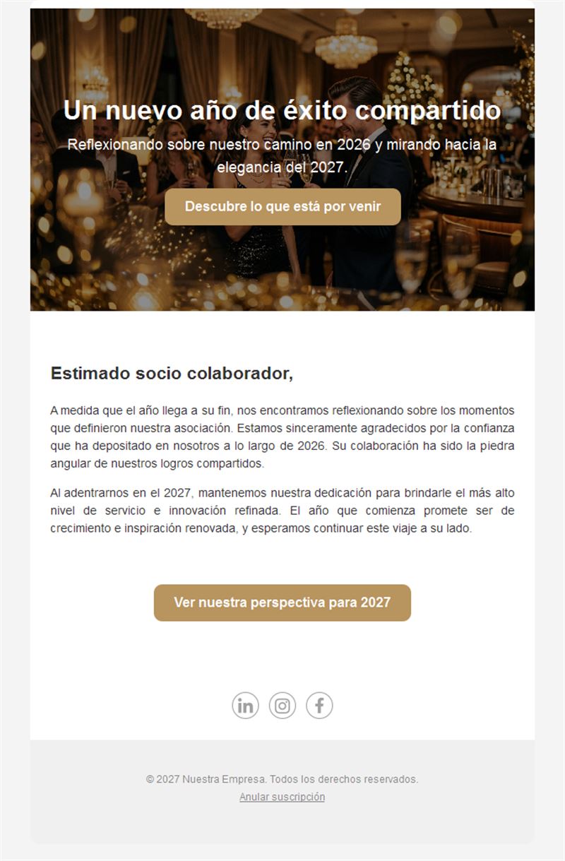 Felicitación elegante de Año Nuevo 2027
