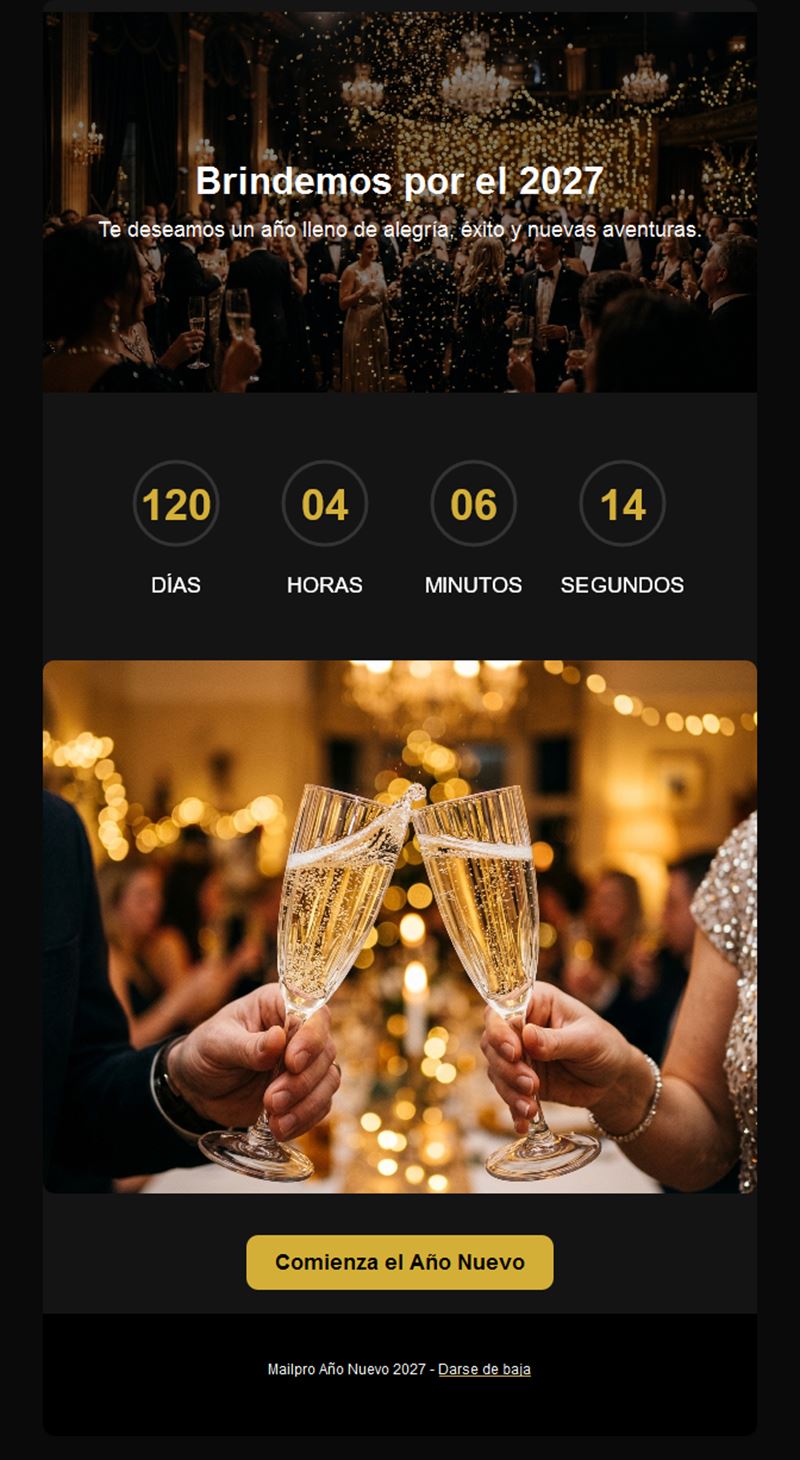 Plantilla de email Feliz Año Nuevo 2027