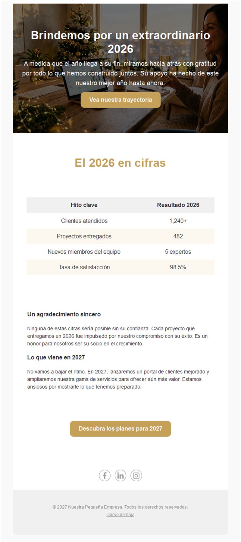 Plantilla de newsletter resumen del año 2026
