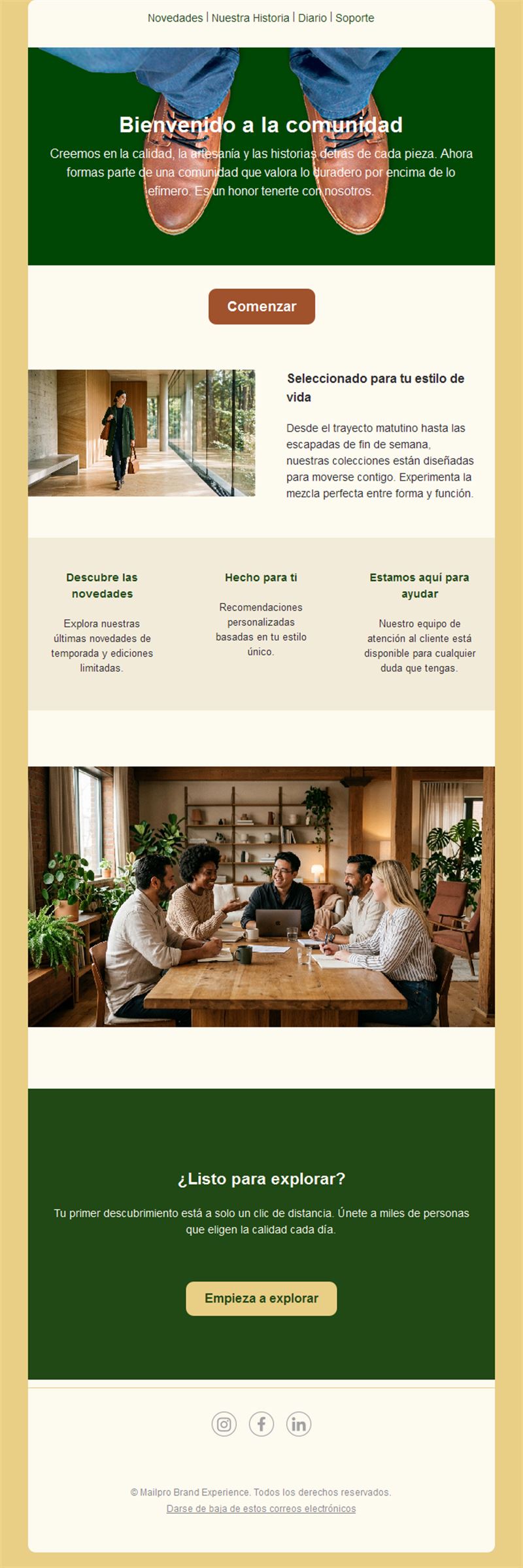 Email de bienvenida para marca de moda
