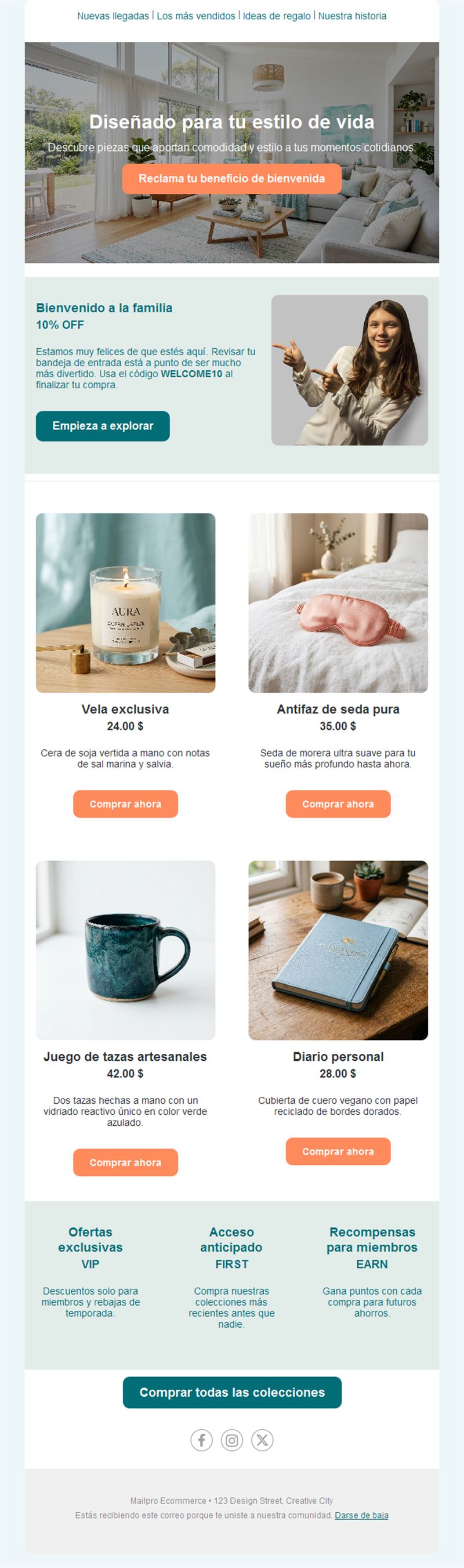 Email de bienvenida con descuento para tiendas
