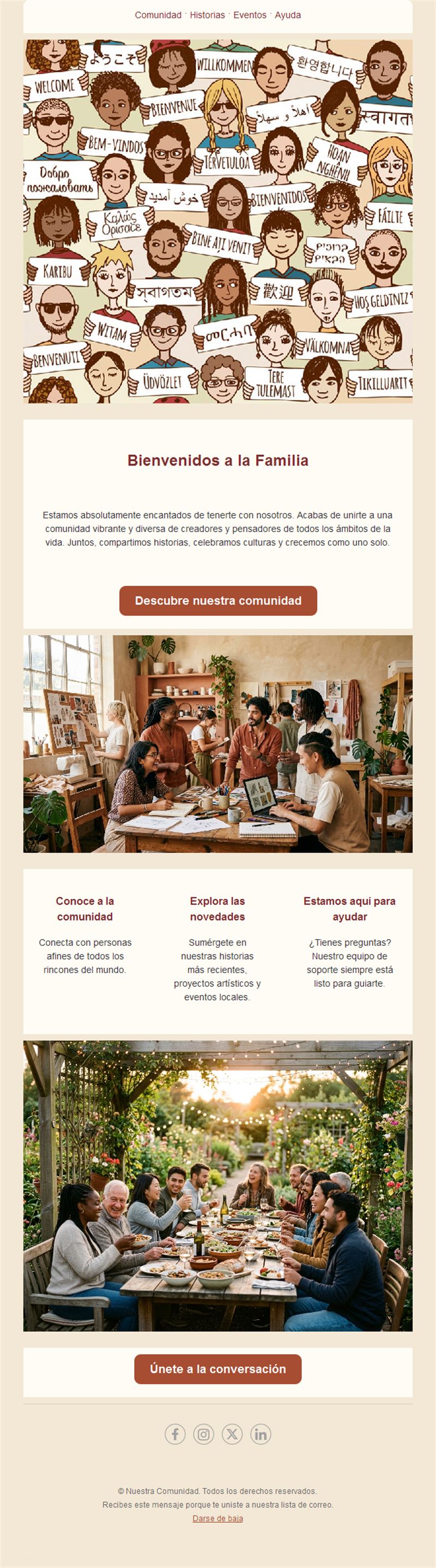 Email de bienvenida a la comunidad