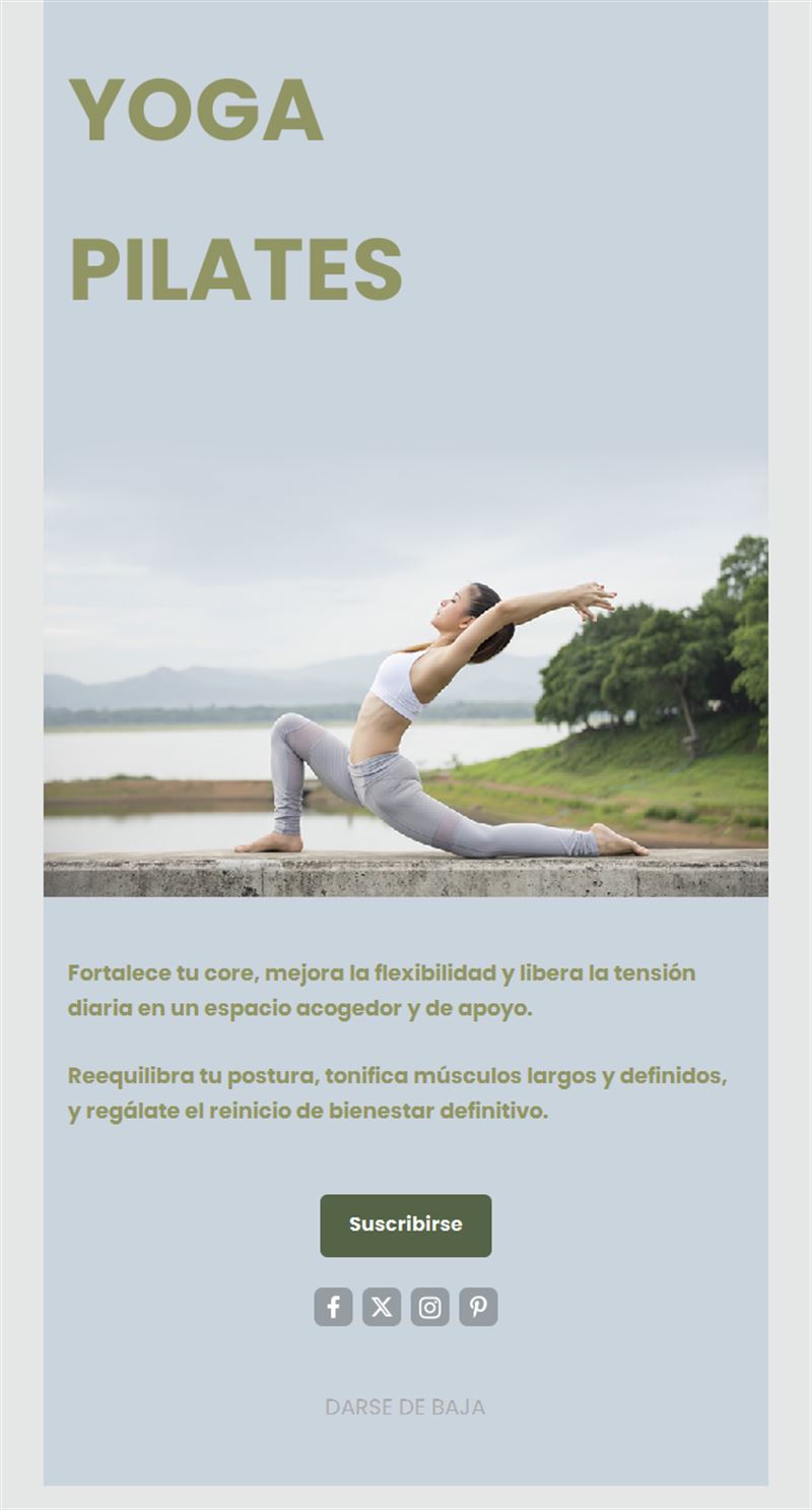 Email de yoga y pilates al aire libre
