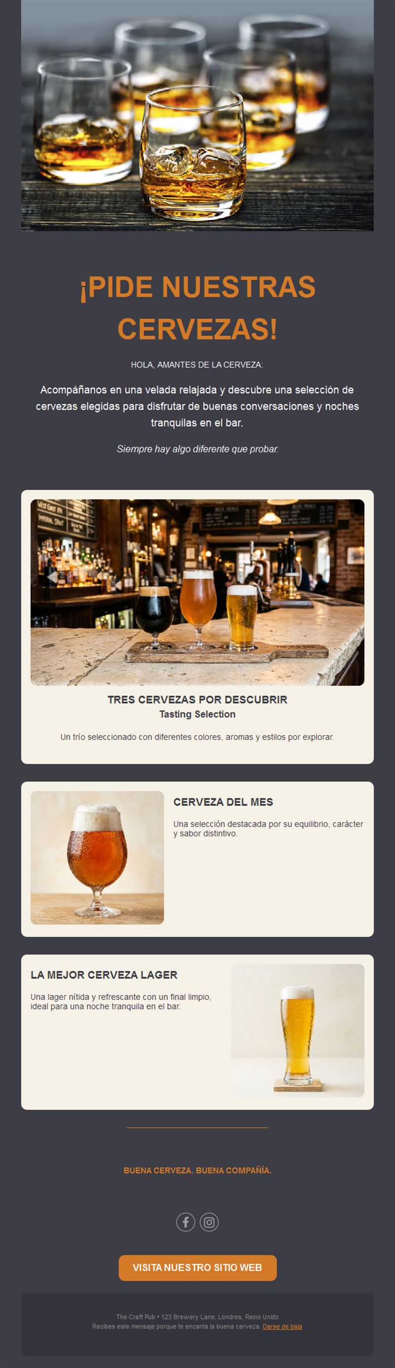 Email de cata de cerveza y cerveza del mes
