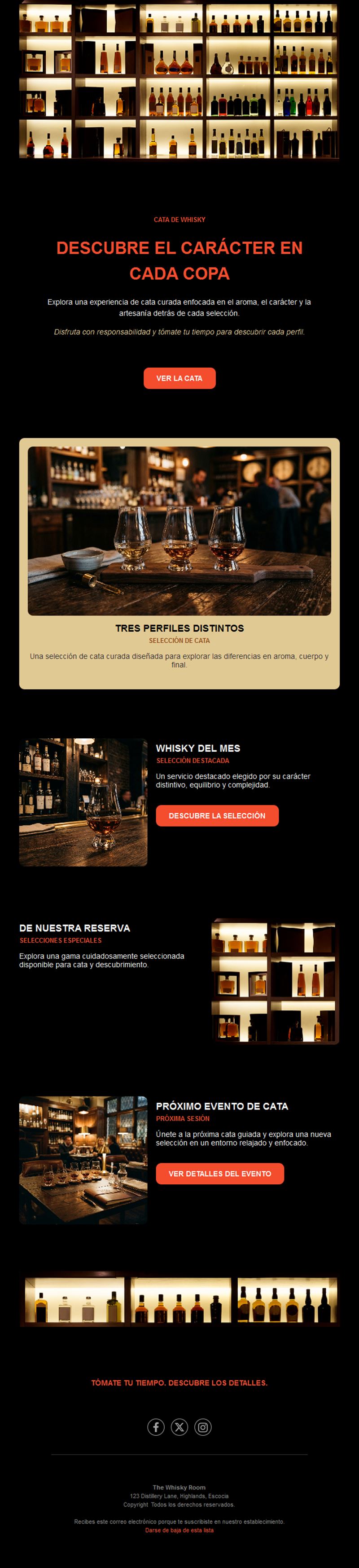 Plantilla de email para cata de whisky