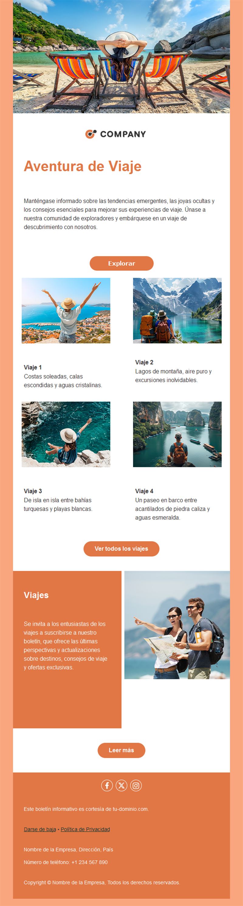 Newsletter de viajes de aventura