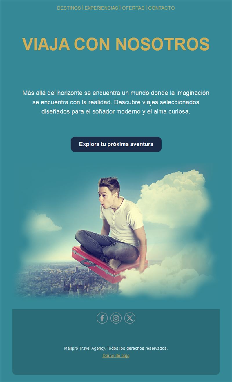 Email verde azulado de inspiración viajera