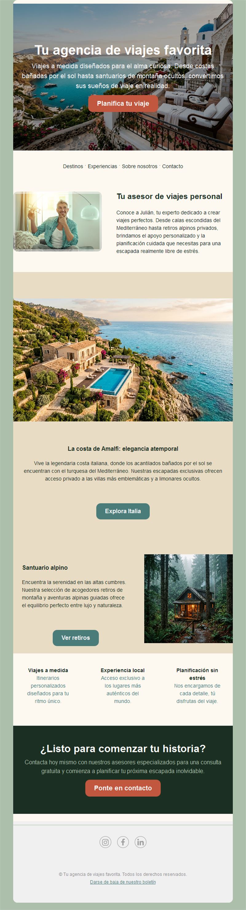 Email de asesor de viajes personal