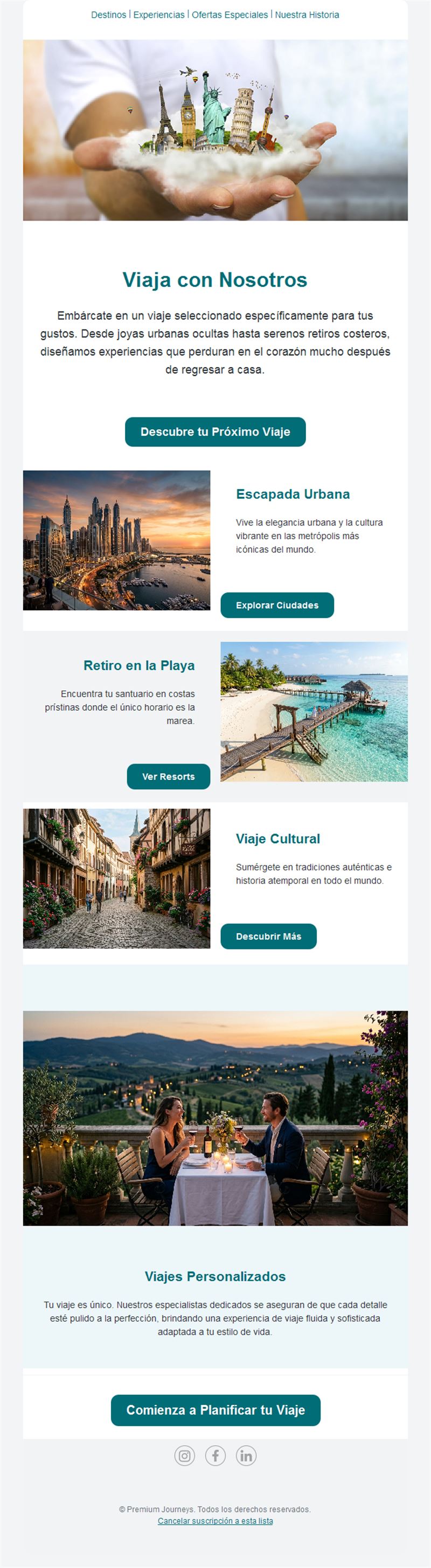 Email de viajes a medida