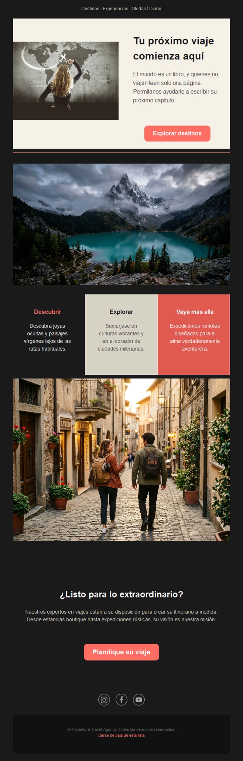 Email de agencia de viajes de aventura