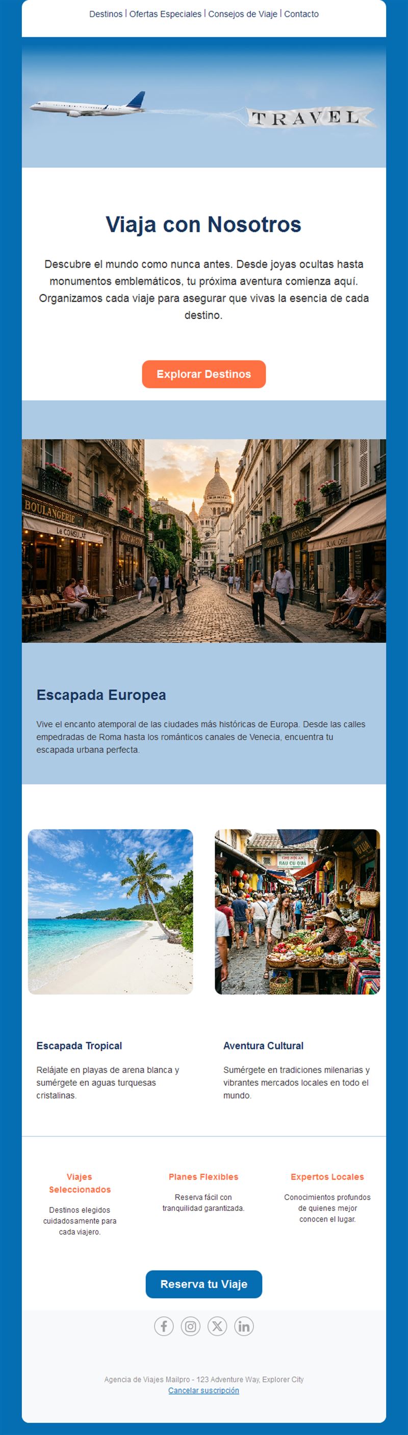 Email de escapada por Europa