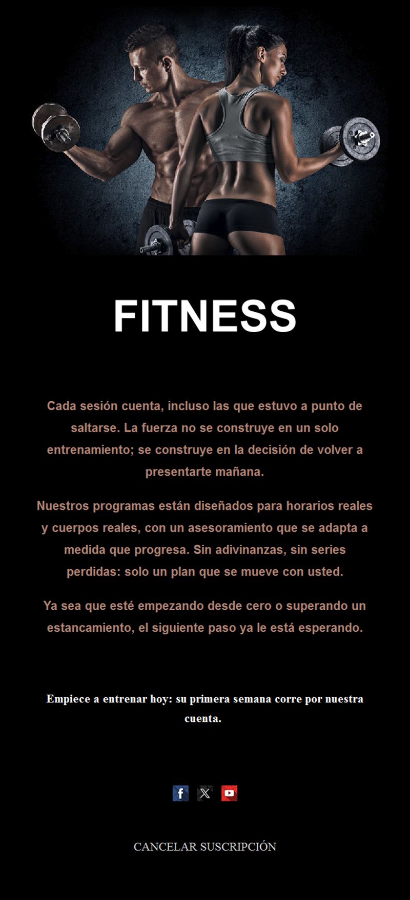Email motivacional de fitness