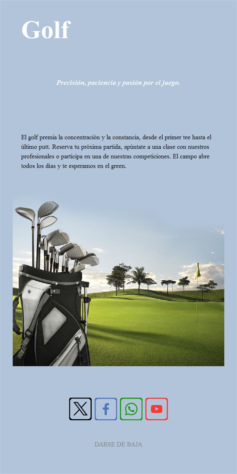 Email sencillo de club de golf