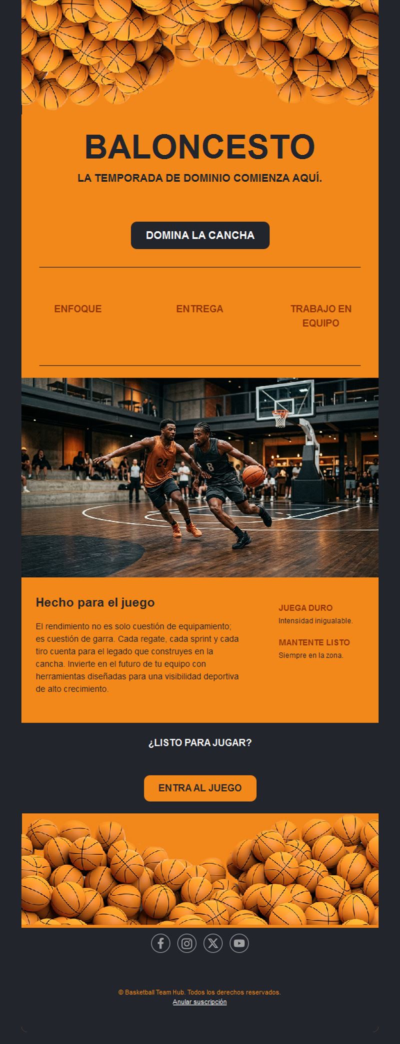 Email de inicio de temporada de baloncesto