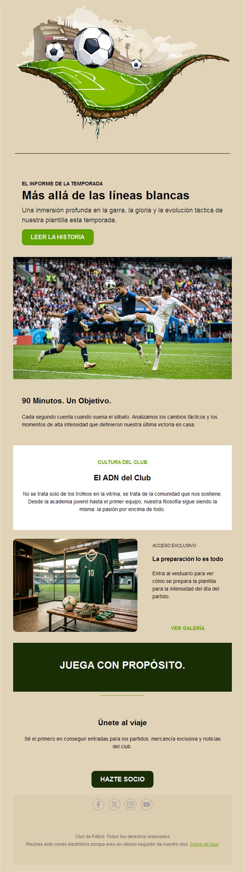 Newsletter de resumen de temporada de fútbol
